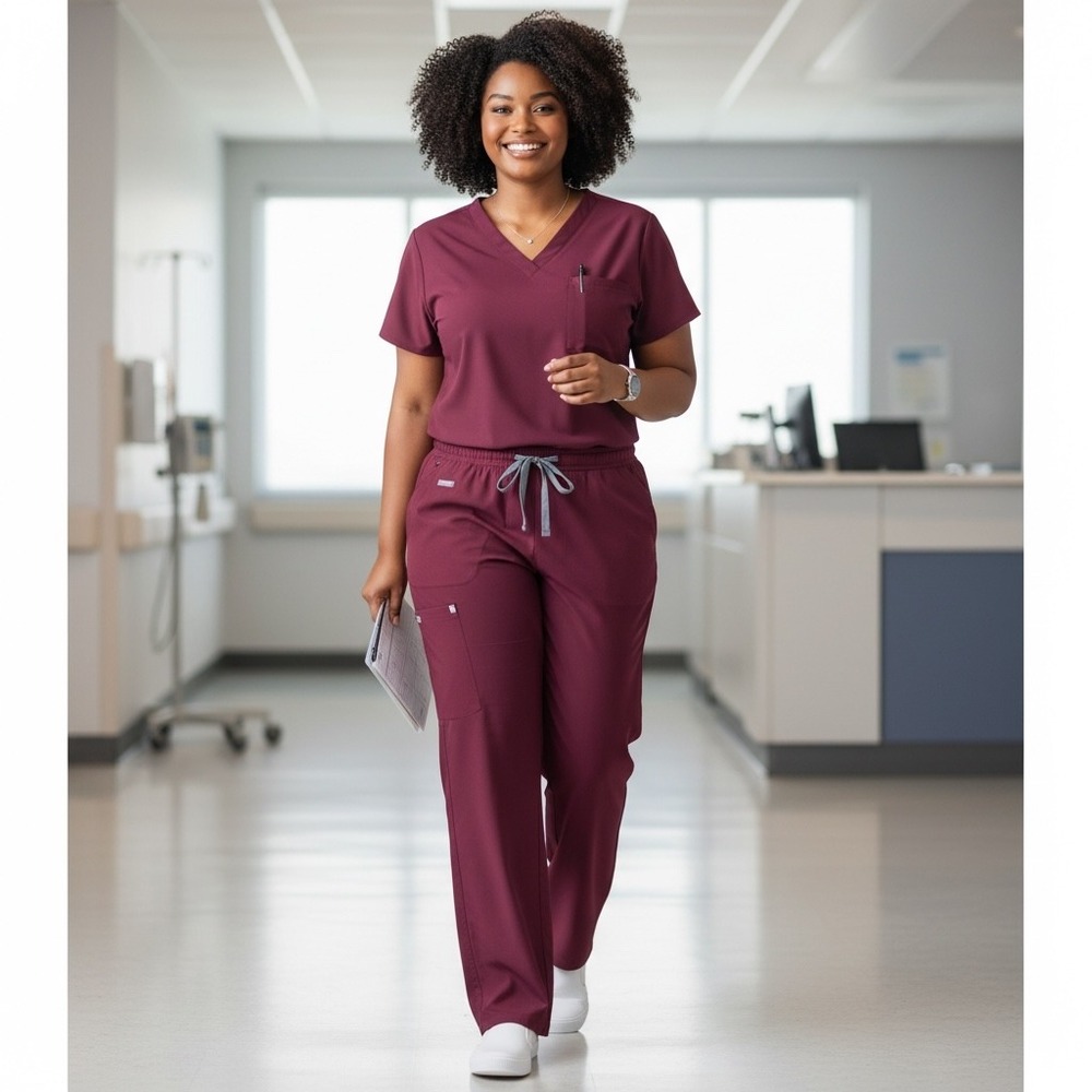 FIGS Technical Collection Burgundy Scrub Pants FM4500S XL Short Womens Maroon